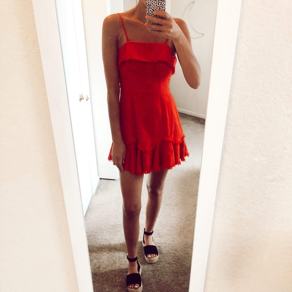 Saints + Secrets Red Linen Dress